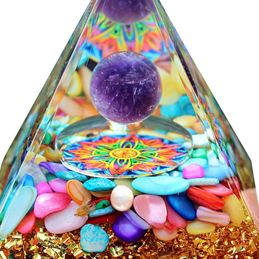 Pyramid Healing Crystals Energy Generator Amethyst Natural Stone Pendulum Reiki Chakra Meditation Tool Room Decorations New