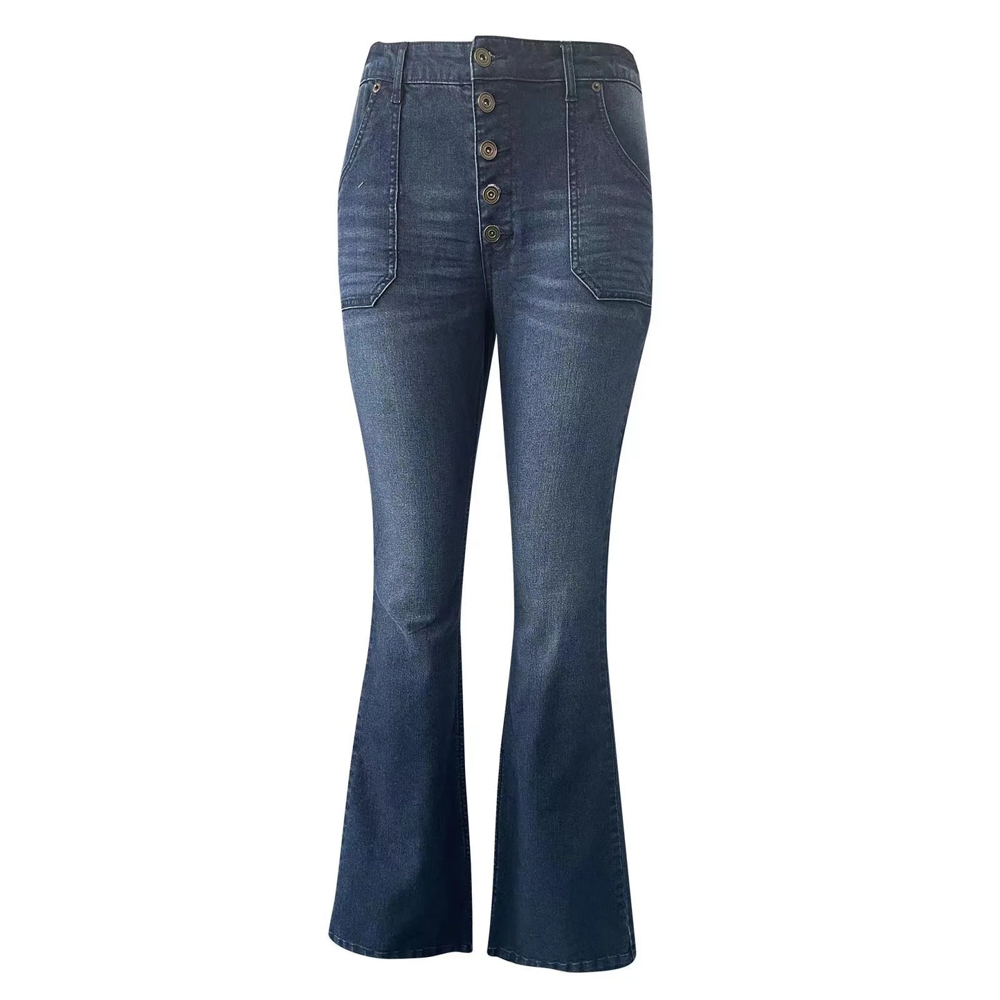 Midiross Women’s Flare Denim Jeans High Waisted Button Up Bell Bottom Stretch Classic Flared Pants