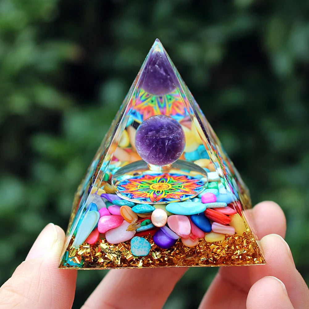 Pyramid Healing Crystals Energy Generator Amethyst Natural Stone Pendulum Reiki Chakra Meditation Tool Room Decorations New