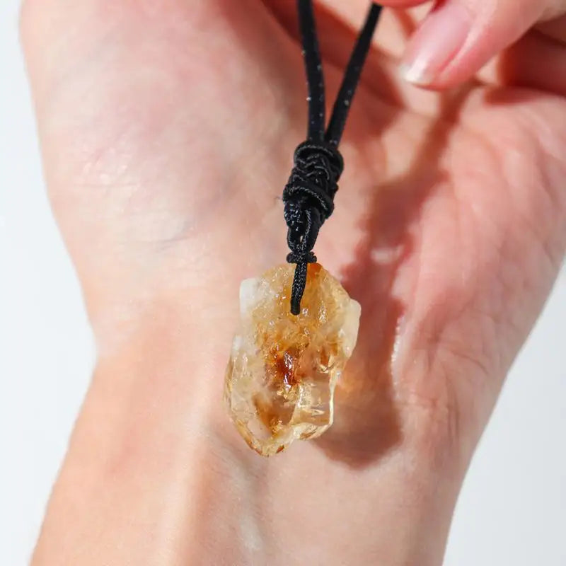 Irregular Natural Raw Citrine Stone Necklace Gold Color Healing Crystals Chakra Stones Pendant Jewelry For Women Girls Man