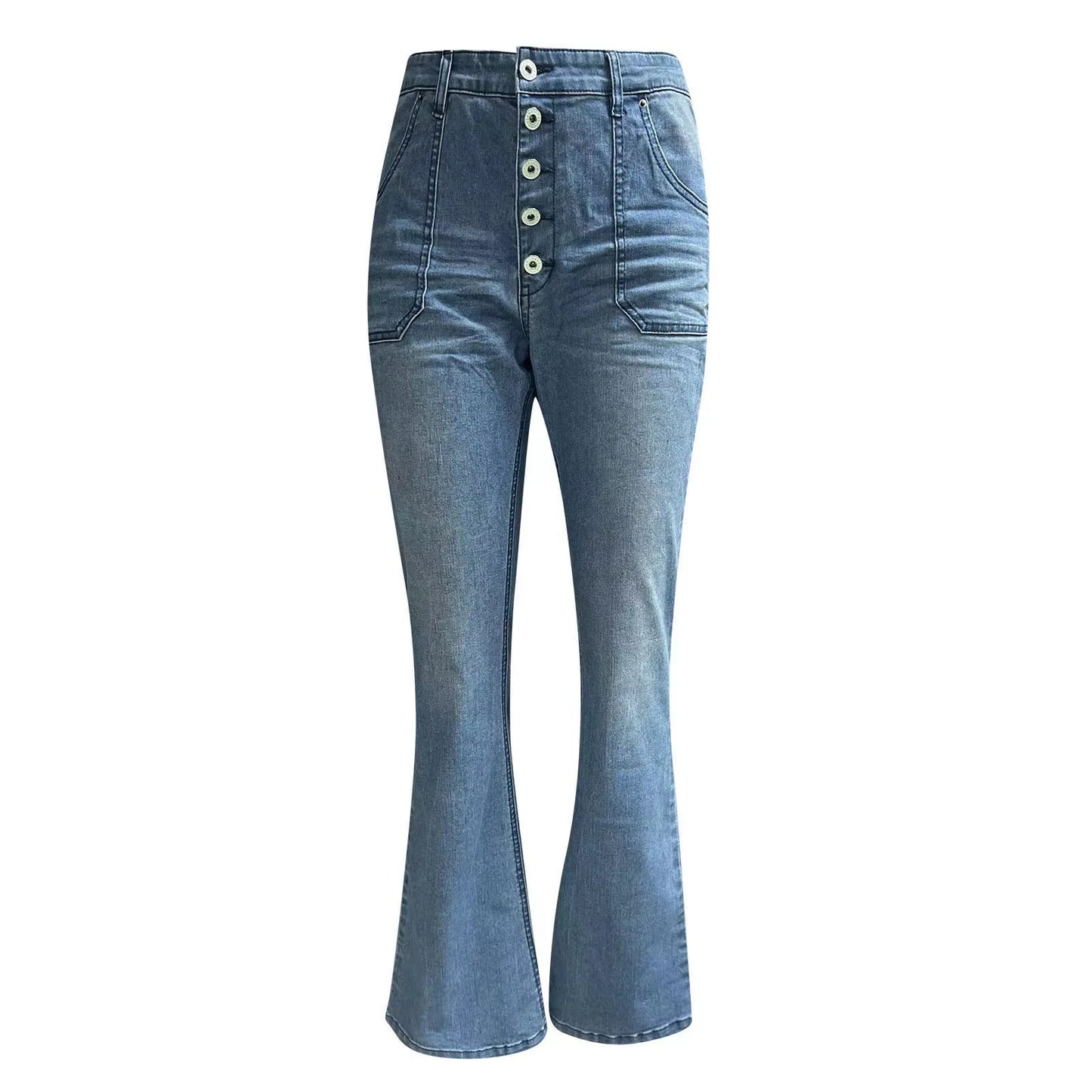 Midiross Women’s Flare Denim Jeans High Waisted Button Up Bell Bottom Stretch Classic Flared Pants