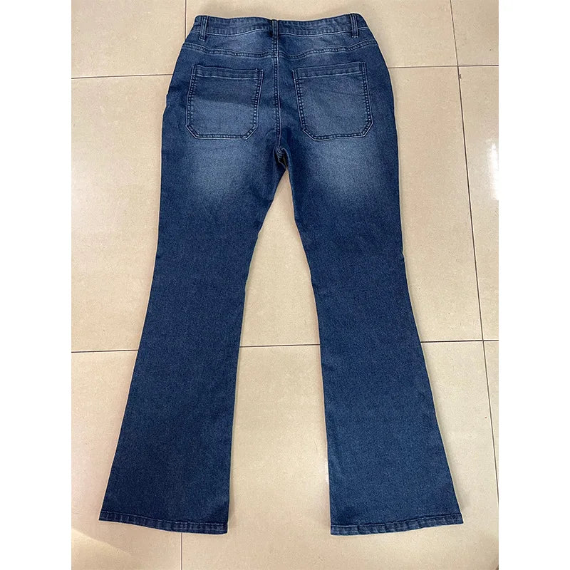 Midiross Women’s Flare Denim Jeans High Waisted Button Up Bell Bottom Stretch Classic Flared Pants