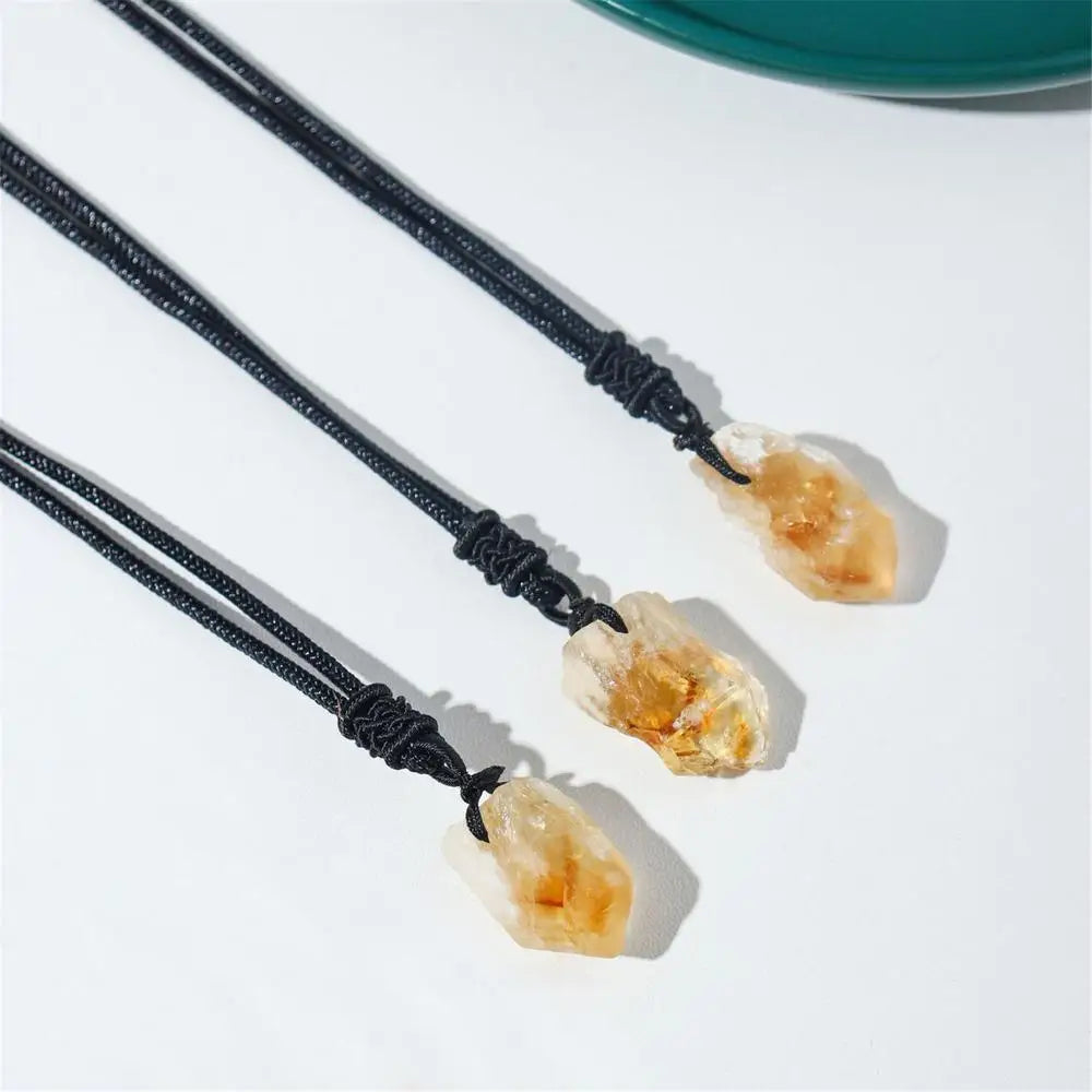 Irregular Natural Raw Citrine Stone Necklace Gold Color Healing Crystals Chakra Stones Pendant Jewelry For Women Girls Man