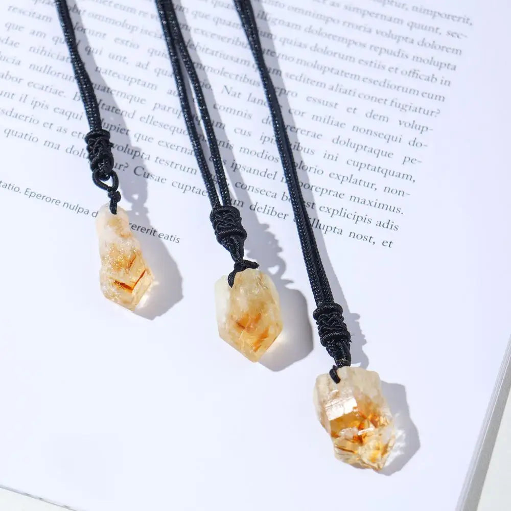 Irregular Natural Raw Citrine Stone Necklace Gold Color Healing Crystals Chakra Stones Pendant Jewelry For Women Girls Man