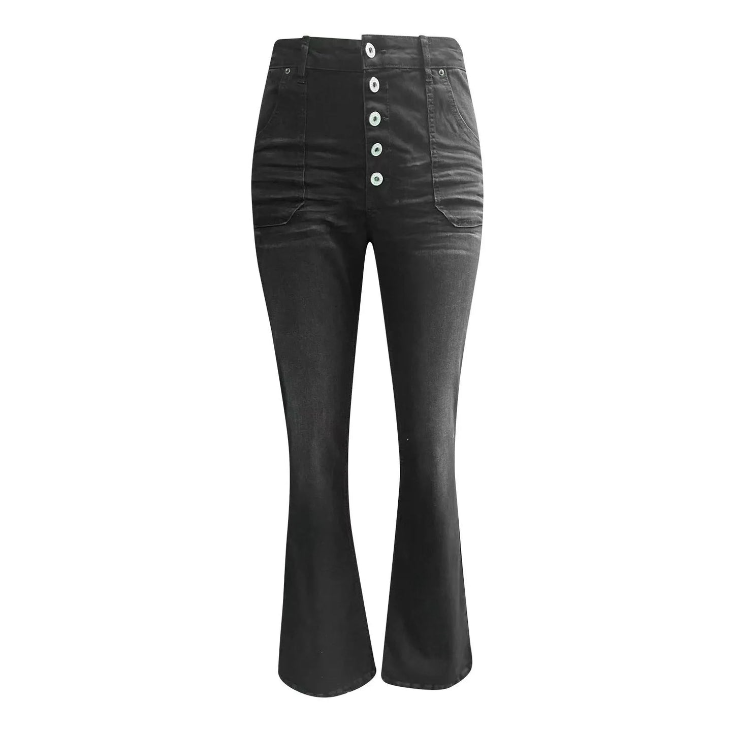 Midiross Women’s Flare Denim Jeans High Waisted Button Up Bell Bottom Stretch Classic Flared Pants