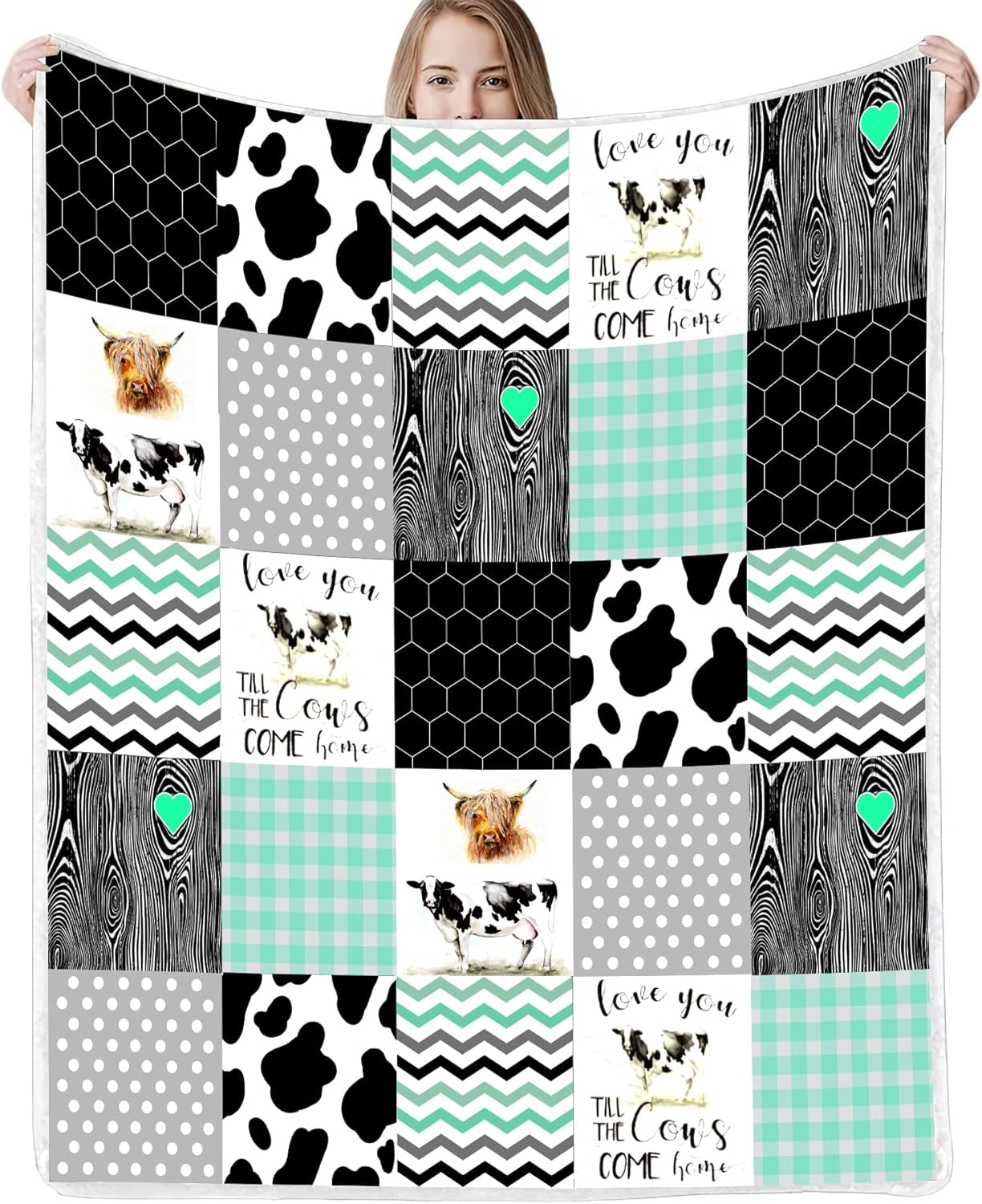 Cow Blanket Cute Cow Print Stuff Sherpa Fleece Blanket Cow Print Decor Bedding Cute Farm Animal Plush Blanket Boys Girls Women Sherpa Blanket Cows Themed for Her(Classic,(50 X 60 In))