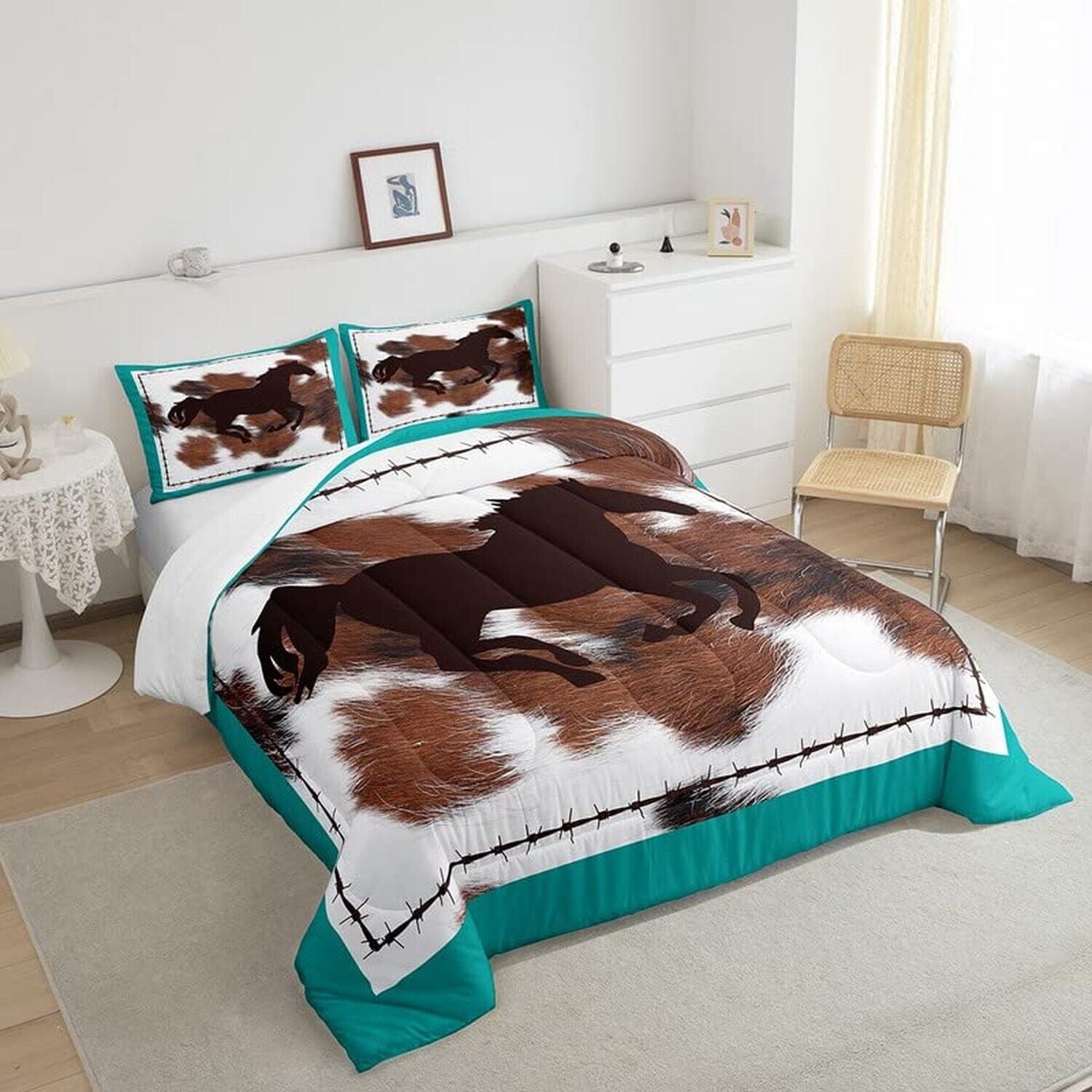 Horse Comforter Cover Cow Fur Comforter Set Rustic Farmhouse Pattern Bedding ...