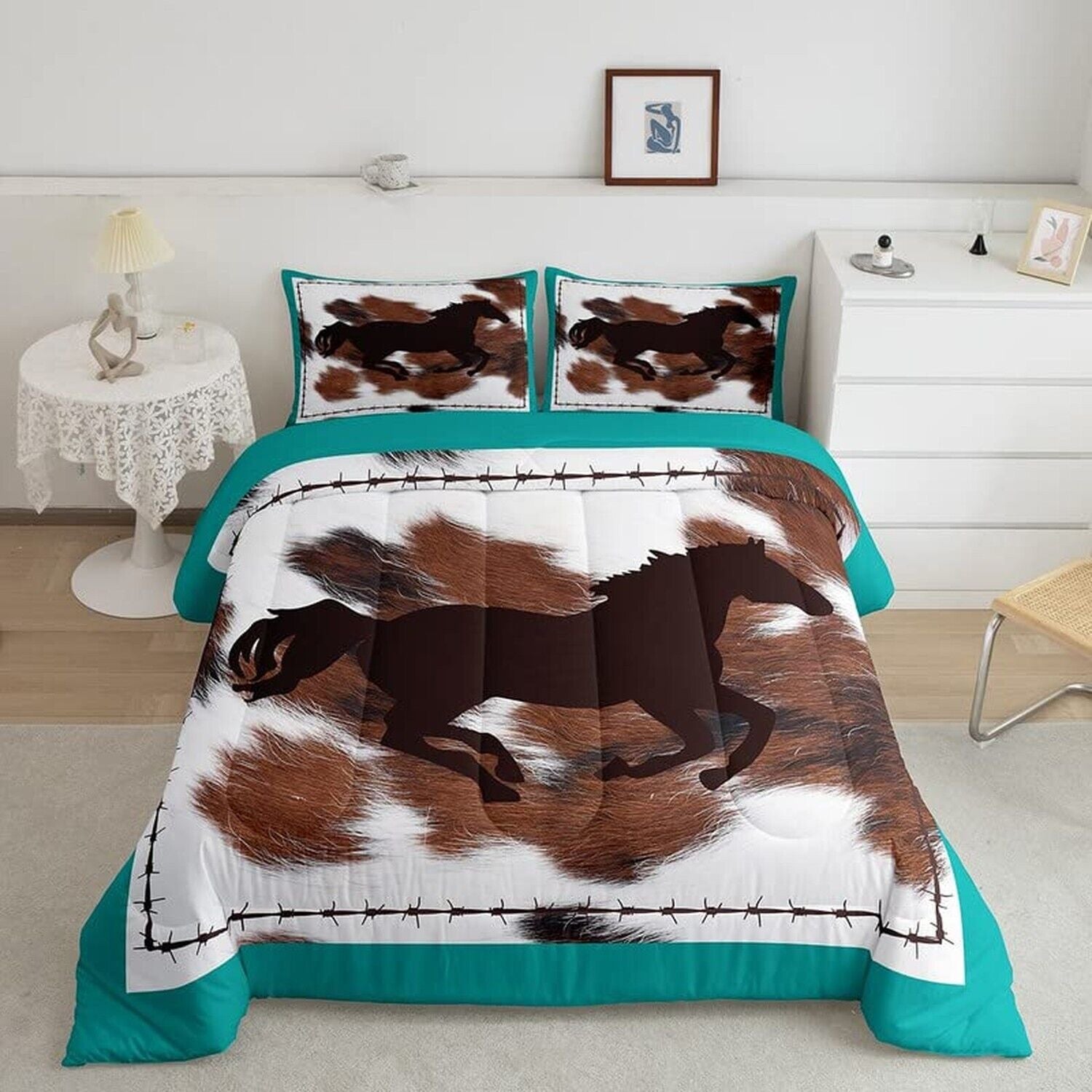 Horse Comforter Cover Cow Fur Comforter Set Rustic Farmhouse Pattern Bedding ...