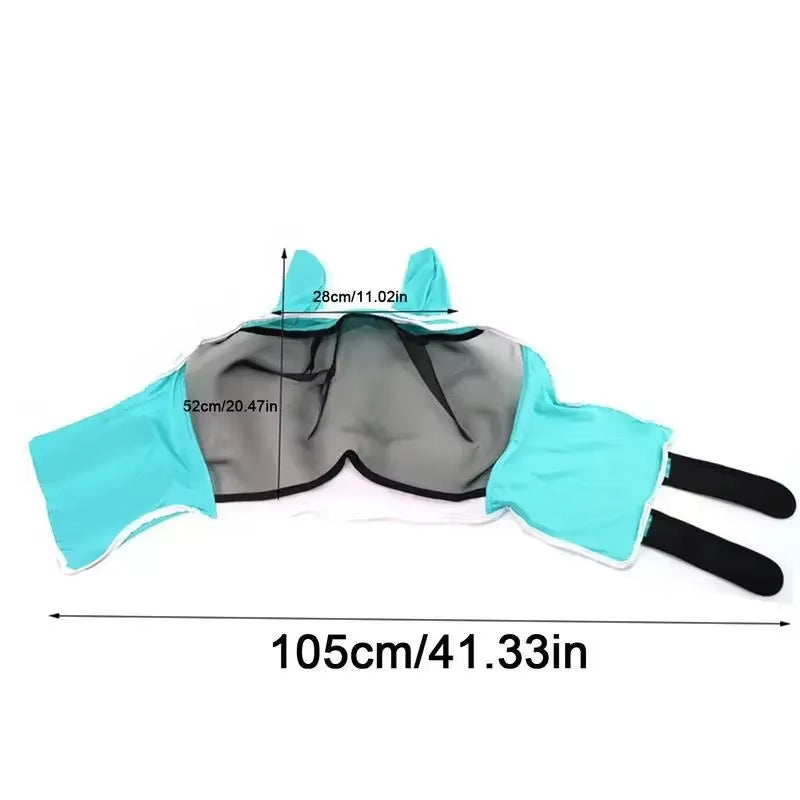 Horse Fly Mask Anti-Uv Supplies Ergonomics Pet Summer Eye Shield anti Mosquito Ear Half Face Mesh Fly Protective Cover