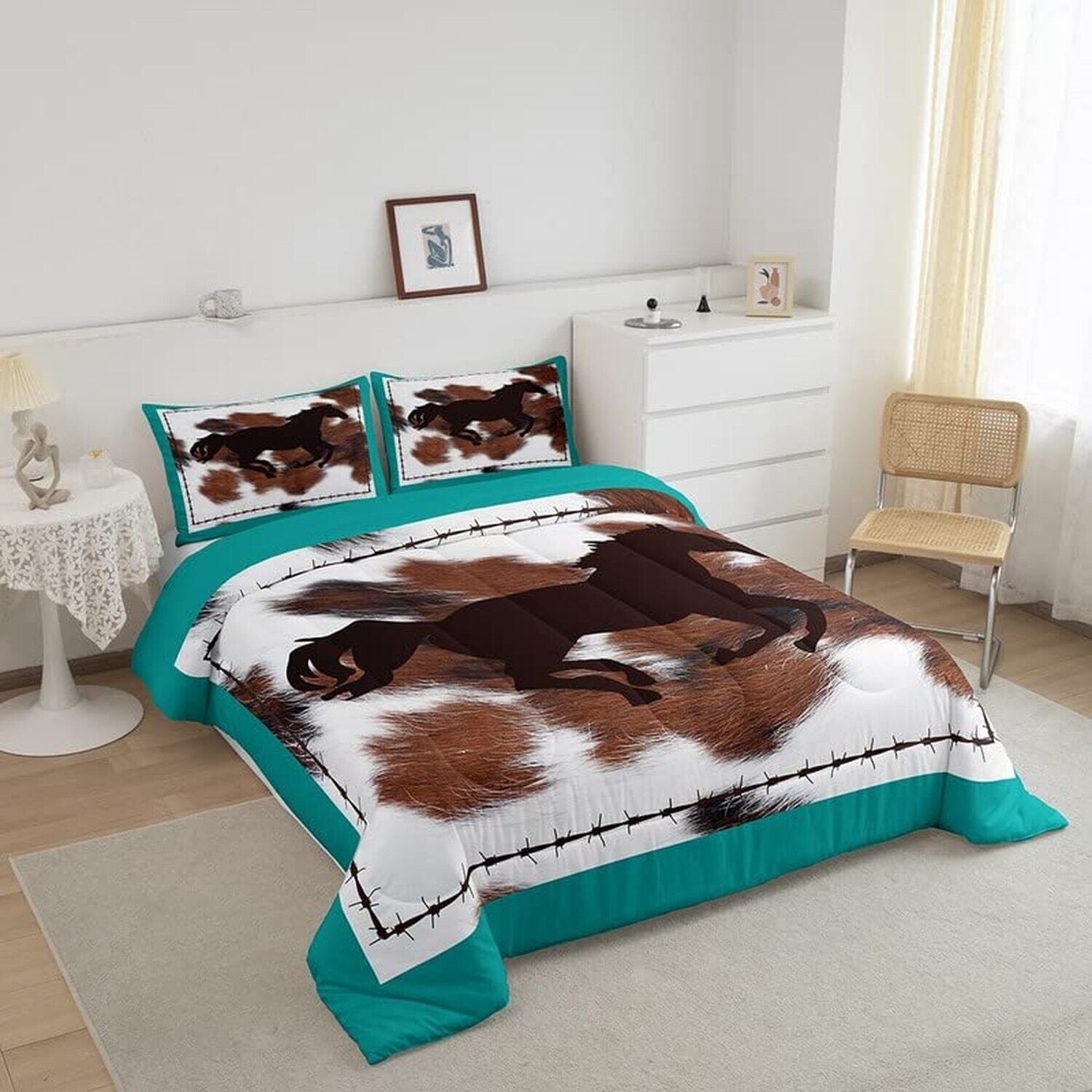 Horse Comforter Cover Cow Fur Comforter Set Rustic Farmhouse Pattern Bedding ...