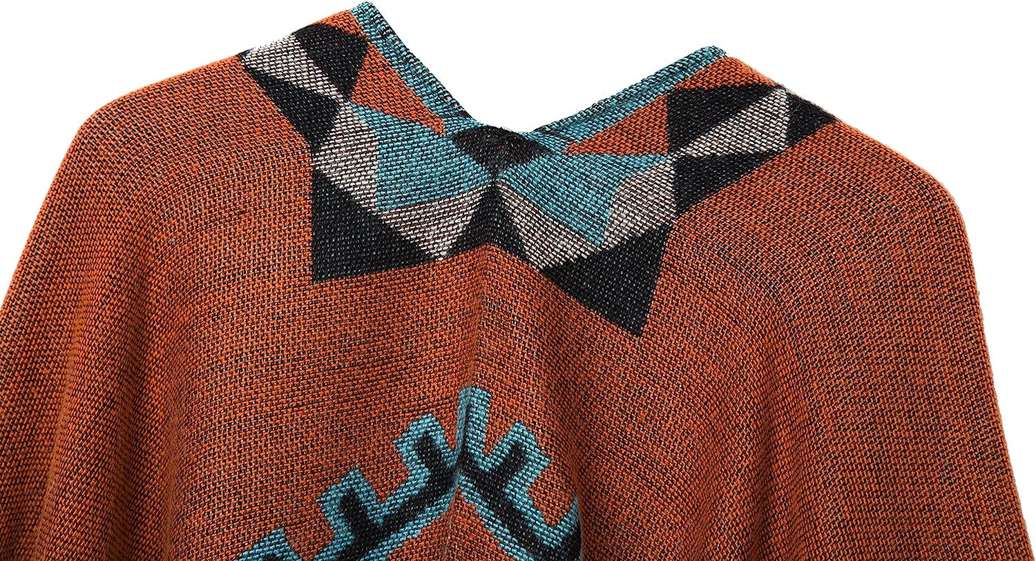 Women'S Printed Tassel Open Front Poncho Cape Cardigan Wrap Shawl