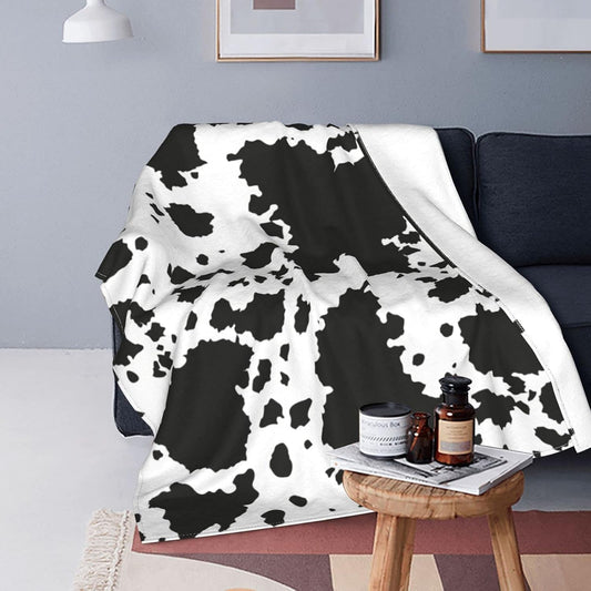 Cow Print Fleece Throw Blanket Soft Lightweight Warm Cozy Plush Blanket for Couch Bed Sofa 80"X60"