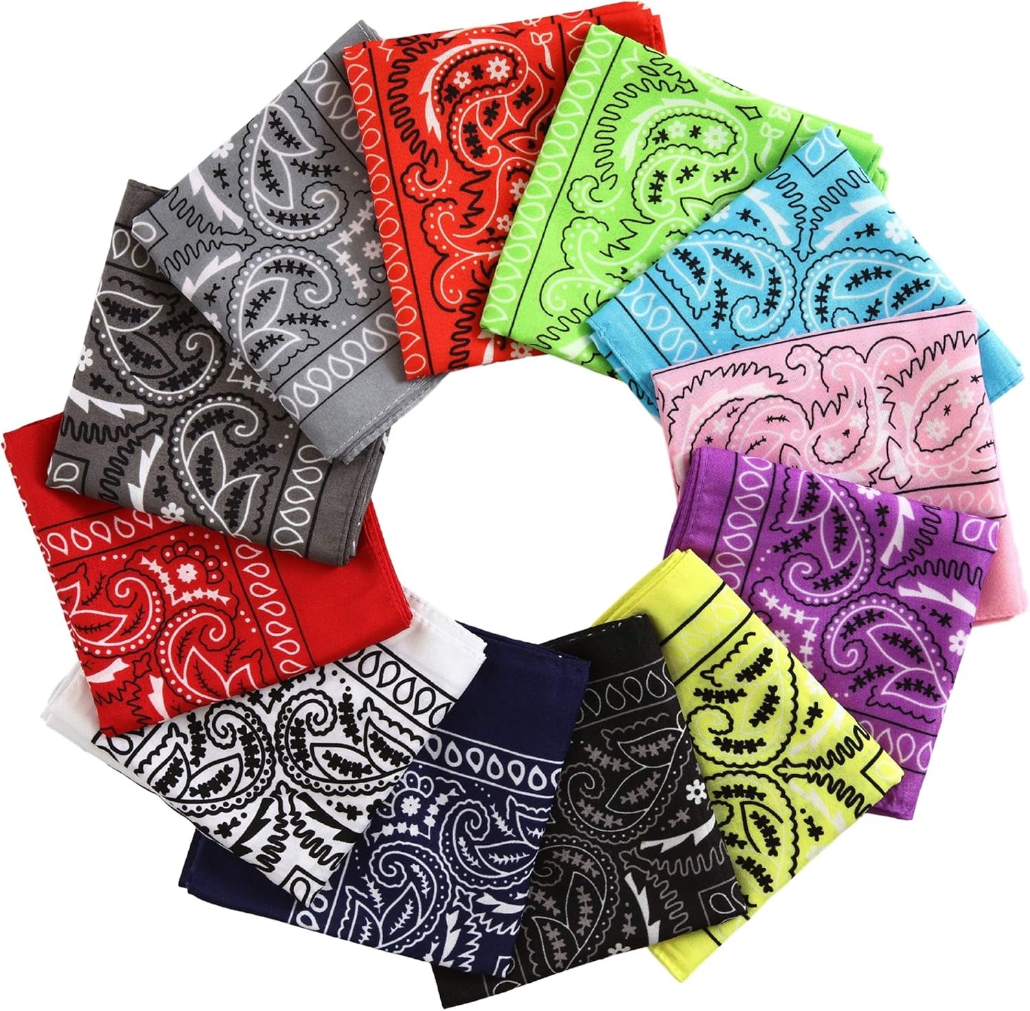 Large Bandana Headband - Handkerchief Bandanas for Men & Women - Paisley Bandana Pack - Cowboy Scarf