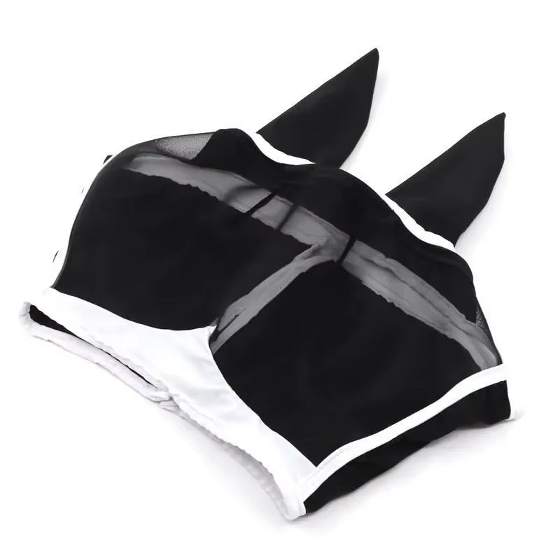 Horse Fly Mask Anti-Uv Supplies Ergonomics Pet Summer Eye Shield anti Mosquito Ear Half Face Mesh Fly Protective Cover