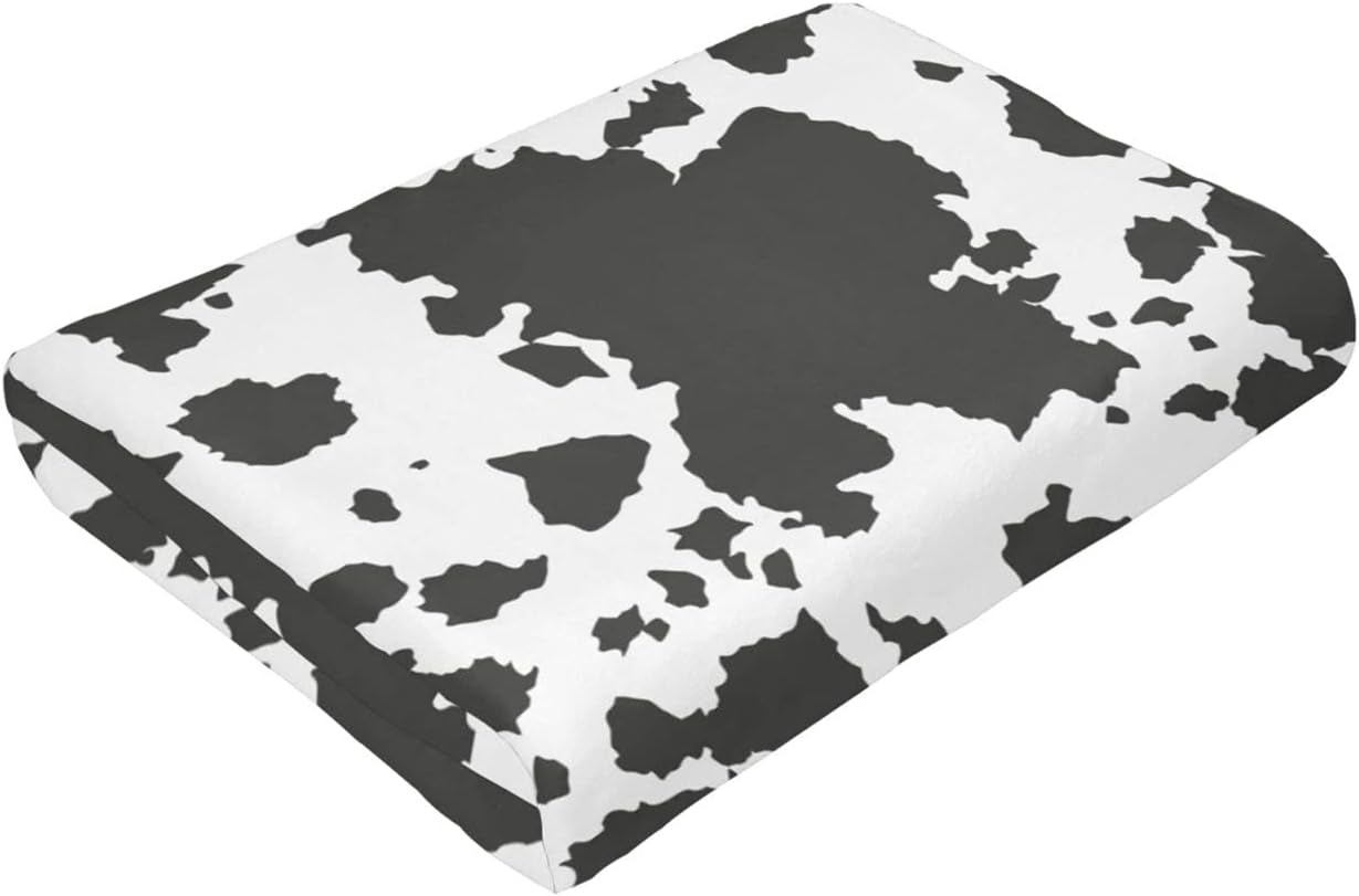 Cow Print Fleece Throw Blanket Soft Lightweight Warm Cozy Plush Blanket for Couch Bed Sofa 80"X60"