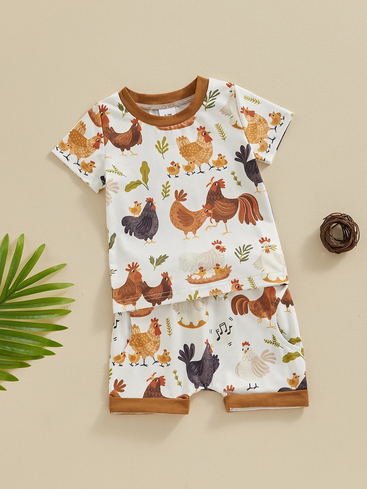 Toddler Baby Boy Farm Clothes Western Farm Chicken Animals Tractor Shirt Short Pant Summer Short Outfit Country Stuff
