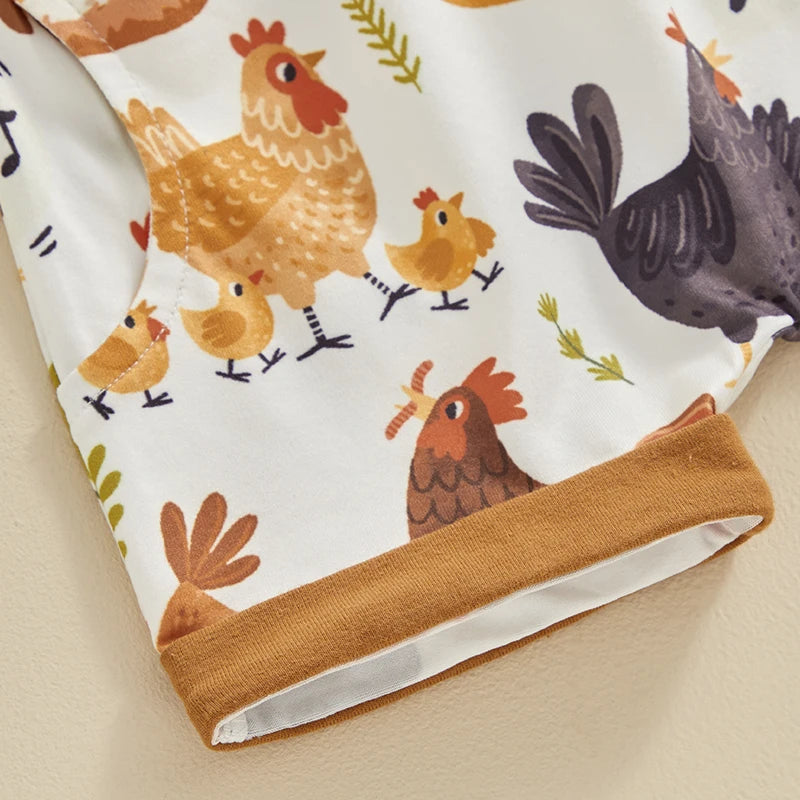 Toddler Baby Boy Farm Clothes Western Farm Chicken Animals Tractor Shirt Short Pant Summer Short Outfit Country Stuff