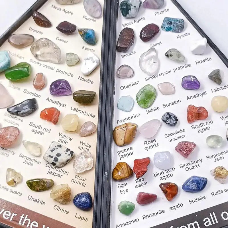 36 PCS/Set Natural Healing Crystals Mineral Specimens Irregular Tumbled Stones Rock Collection Box For Kids Research Teaching