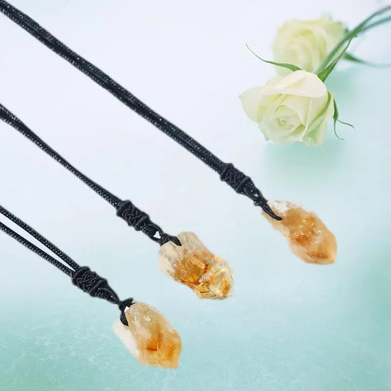 Irregular Natural Raw Citrine Stone Necklace Gold Color Healing Crystals Chakra Stones Pendant Jewelry For Women Girls Man