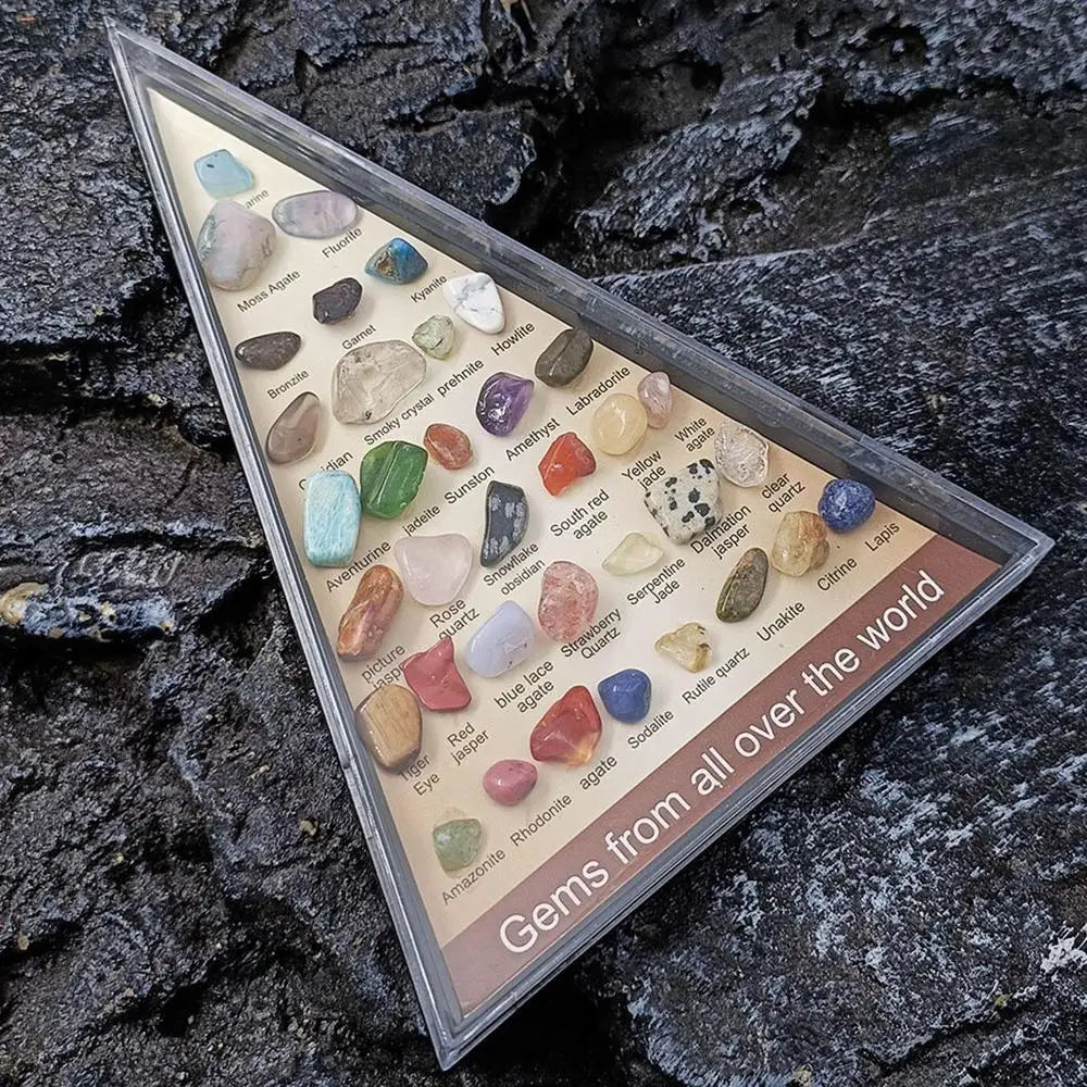 36 PCS/Set Natural Healing Crystals Mineral Specimens Irregular Tumbled Stones Rock Collection Box For Kids Research Teaching