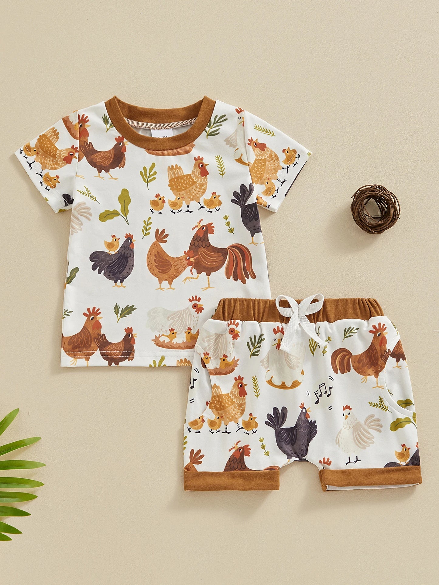 Toddler Baby Boy Farm Clothes Western Farm Chicken Animals Tractor Shirt Short Pant Summer Short Outfit Country Stuff