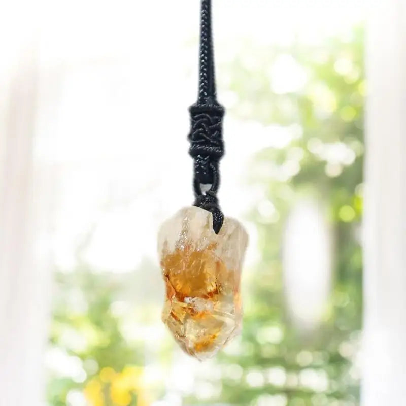 Irregular Natural Raw Citrine Stone Necklace Gold Color Healing Crystals Chakra Stones Pendant Jewelry For Women Girls Man