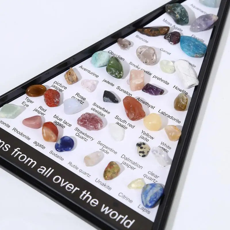 36 PCS/Set Natural Healing Crystals Mineral Specimens Irregular Tumbled Stones Rock Collection Box For Kids Research Teaching