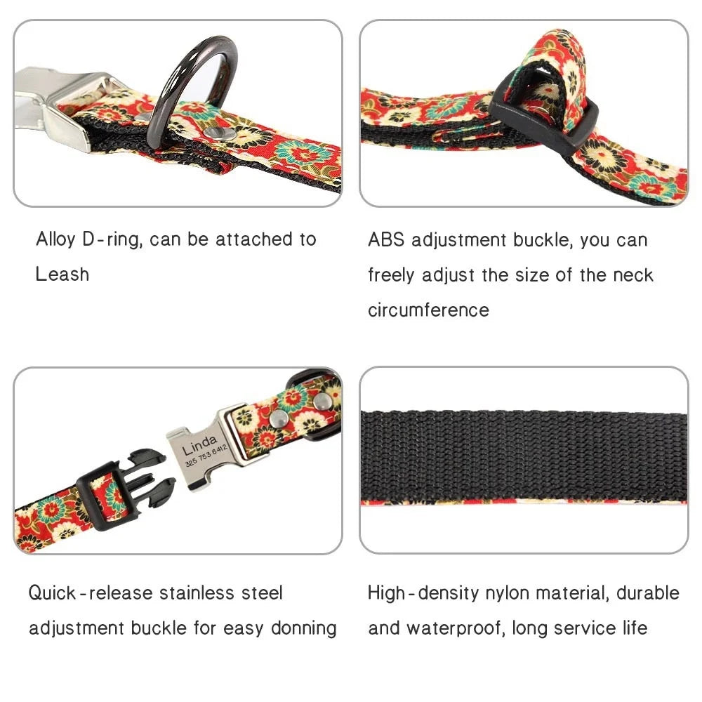 Personalized Dog Collar Name Free Engraved Custom ID Collars for Small Medium Large Dogs Puppy Necklace Pet Leash Pitbull