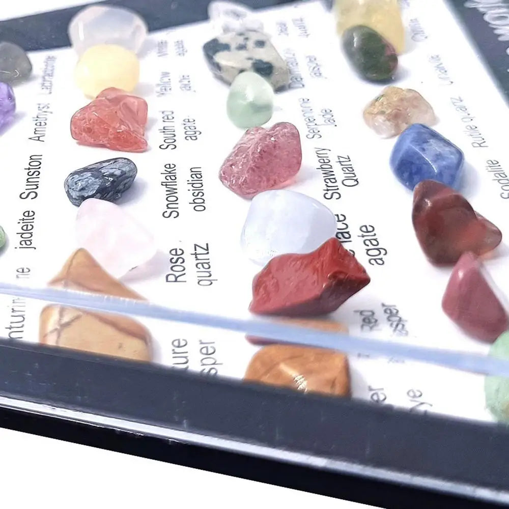 36 PCS/Set Natural Healing Crystals Mineral Specimens Irregular Tumbled Stones Rock Collection Box For Kids Research Teaching