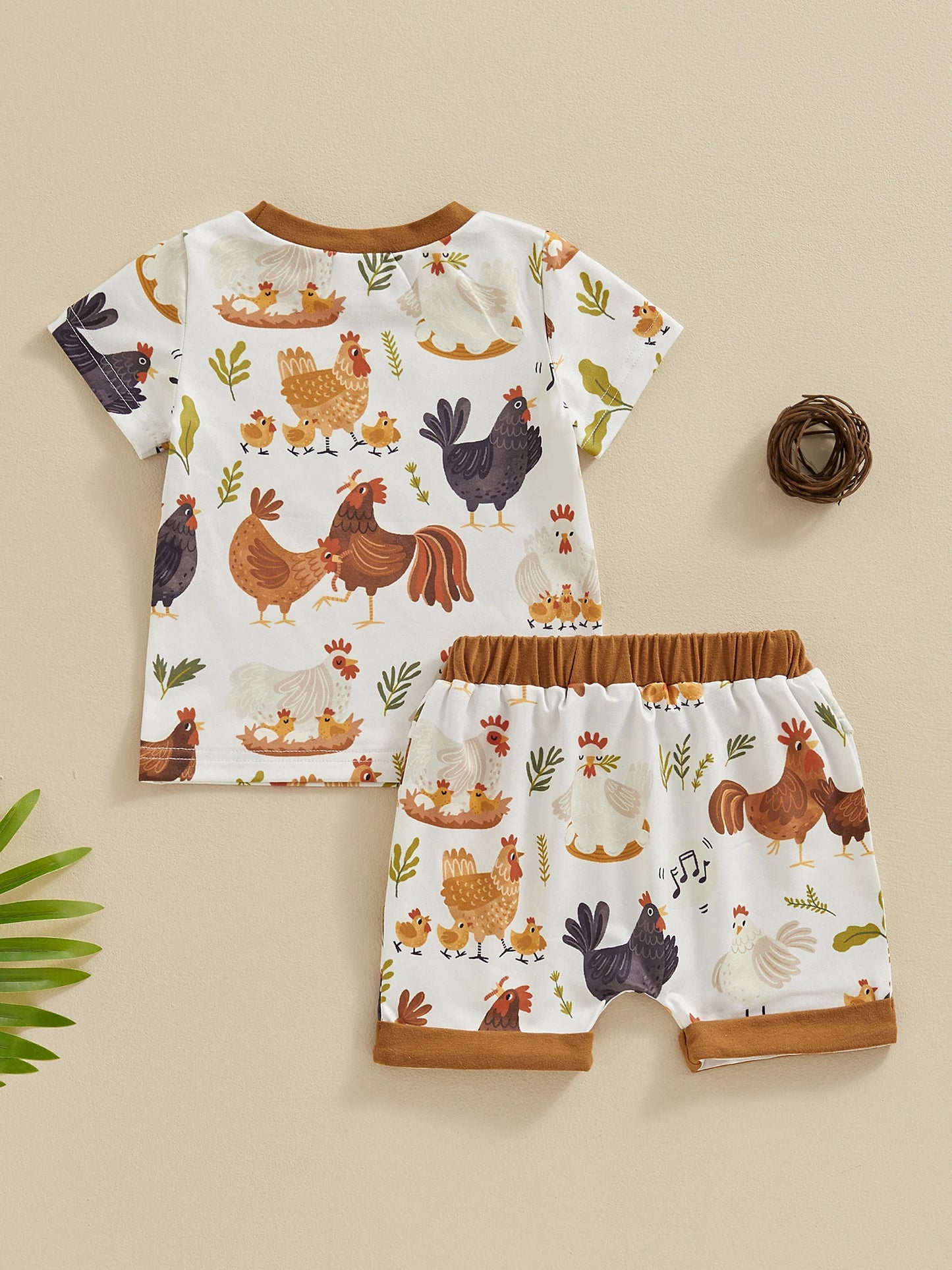 Toddler Baby Boy Farm Clothes Western Farm Chicken Animals Tractor Shirt Short Pant Summer Short Outfit Country Stuff