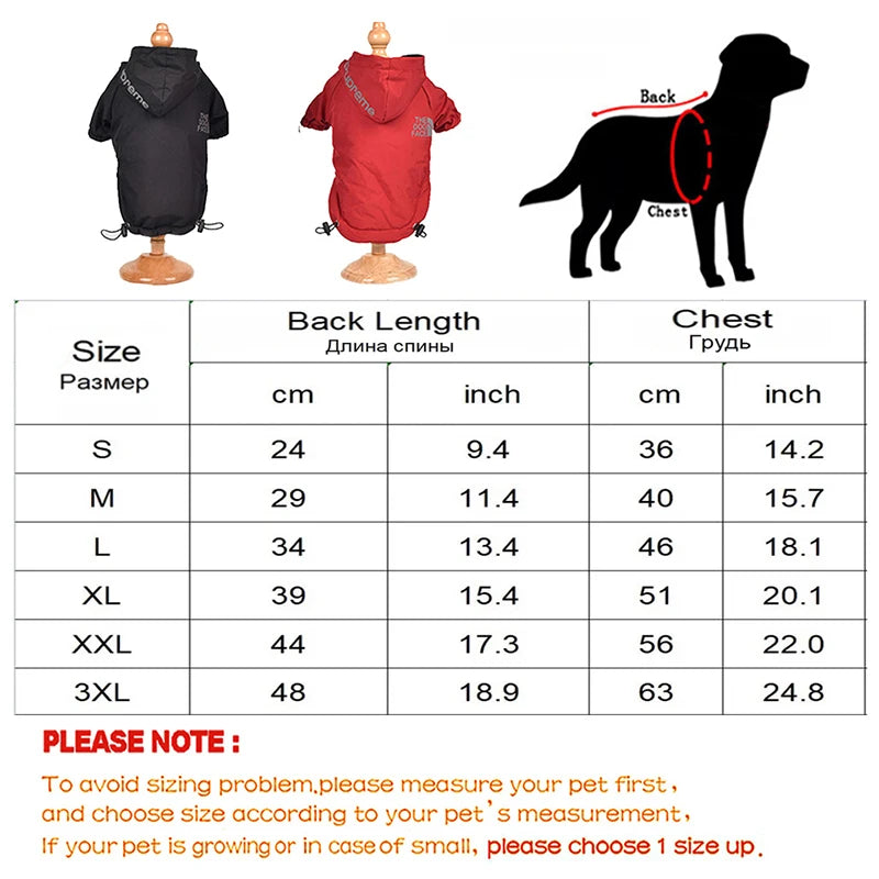 Autumn Winter Pet Dog Waterproof Coat Puppy Warm Cotton Jacket The Dog Face Hoodie Reflective Clothing For Dogs Cats Clothing