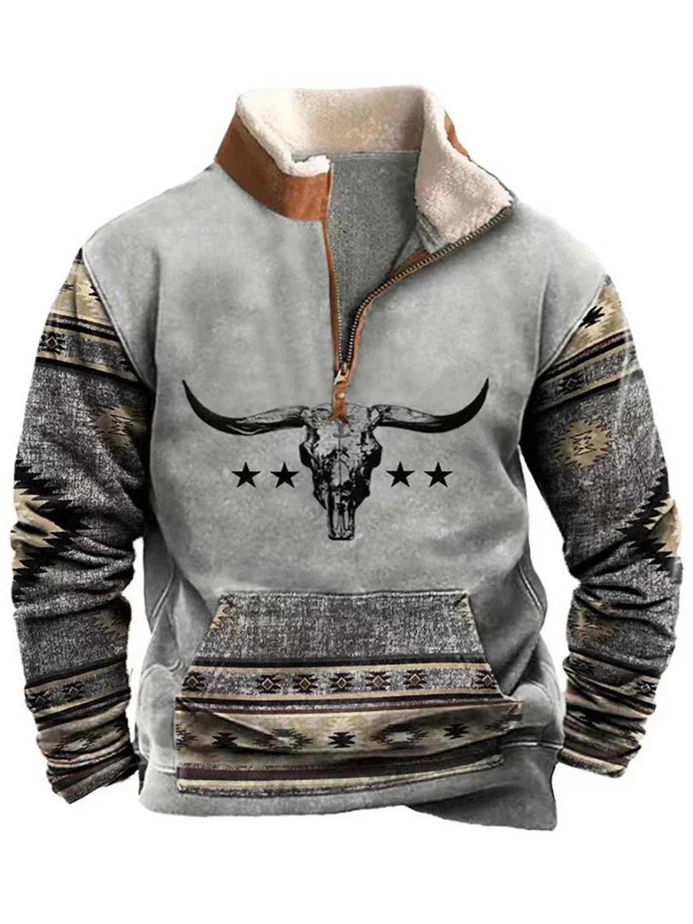 Vintage Sweatshirt For Men Casual Warm Hoodie Tops Turtleneck Zipper Jacket Pullover Harajuk Fleece Sweatshirts