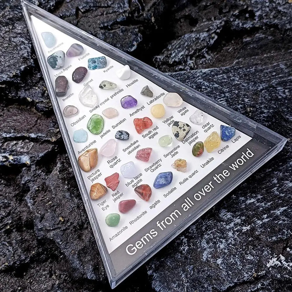 36 PCS/Set Natural Healing Crystals Mineral Specimens Irregular Tumbled Stones Rock Collection Box For Kids Research Teaching