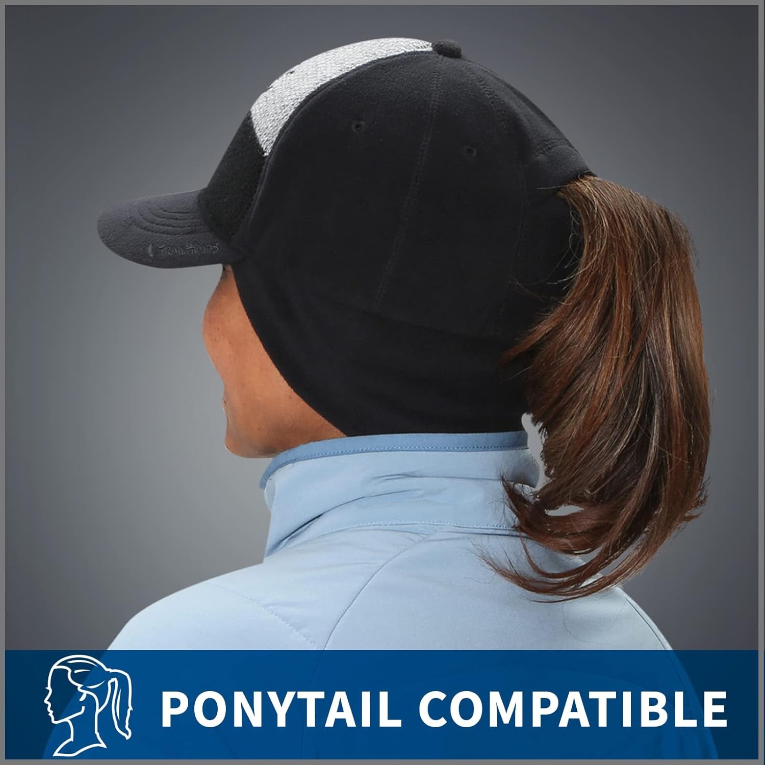Women'S Winter Ponytail Hat | Trucker Hat with Drop down Ear Warmers