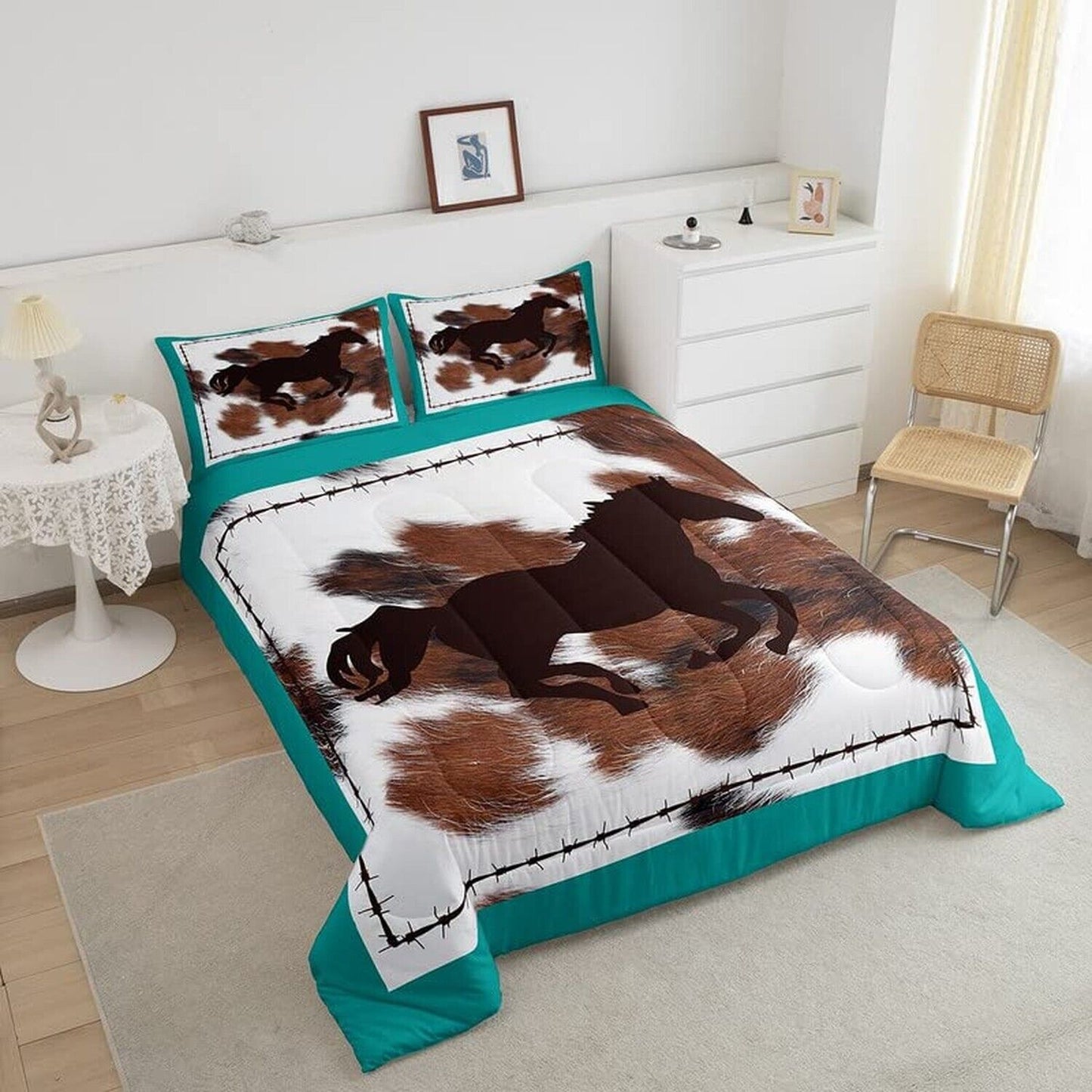 Horse Comforter Cover Cow Fur Comforter Set Rustic Farmhouse Pattern Bedding ...