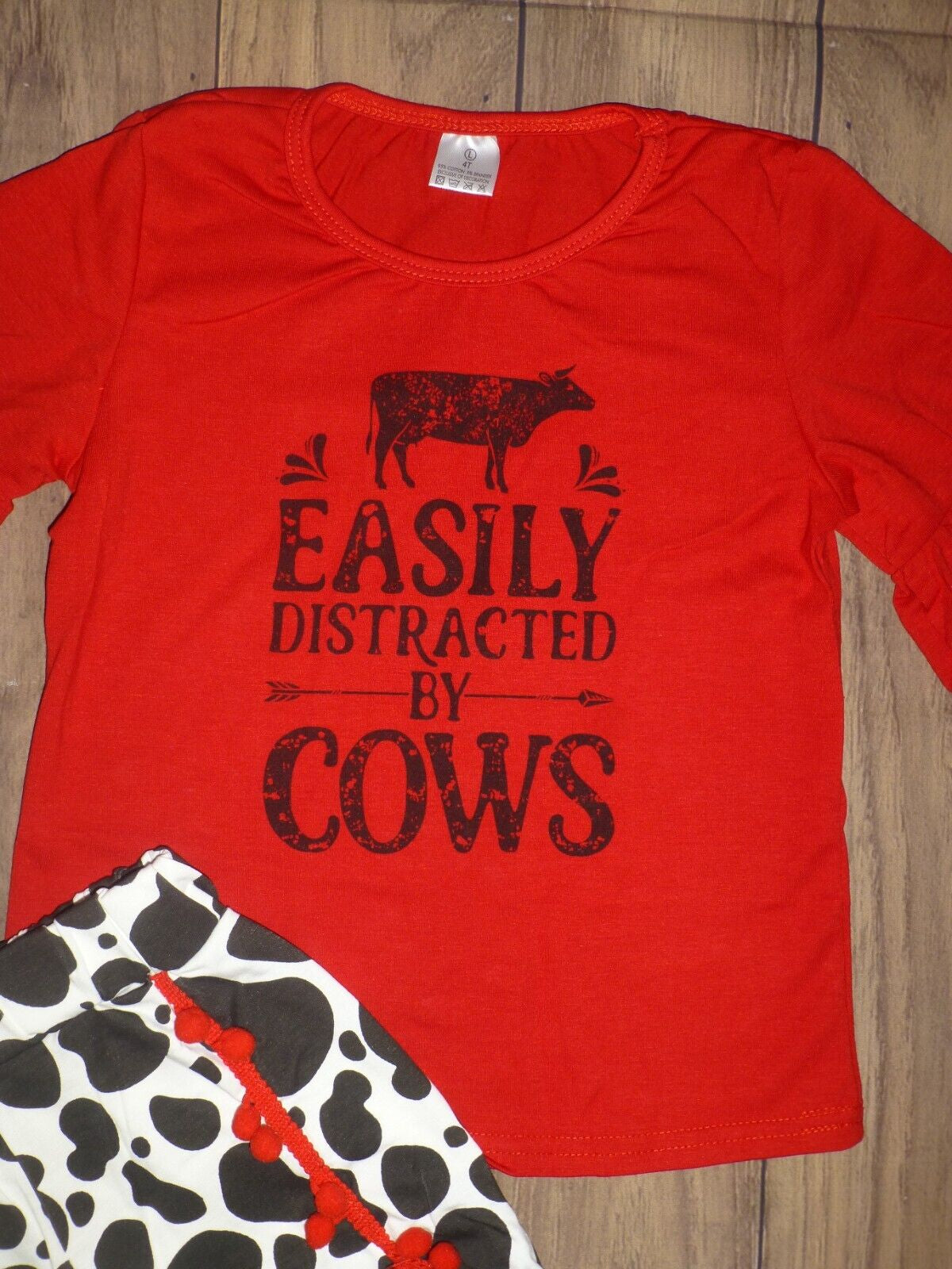NEW Boutique Easily Distracted by Cows Girls Shorts Outfit Set
